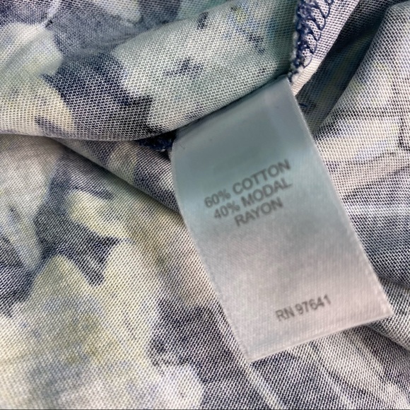 Pure Jill J Jill Small Floral Tunic Long Sleeve Pockets Navy Blue Yellow - Picture 8 of 10